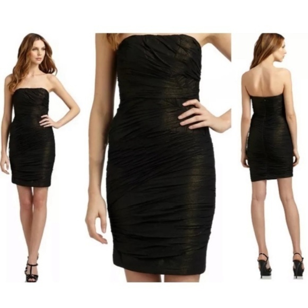 Badgley Mischka Silk Brown Bronze Cocktail Dress Size 6